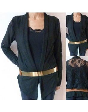 Cardigans com rendas nas costas